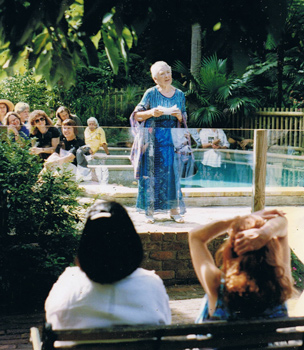 Ria speaks at the launch of her book in Ruskin Rowe Road, Avalon 1997